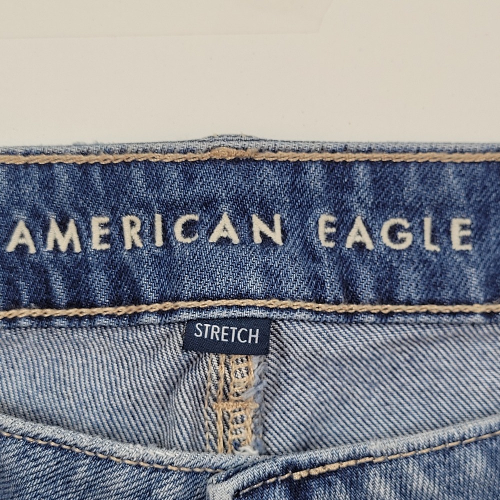 NWOT American Eagle Jort Short Women 10 Blue Excellent Stretch Denim Medium Wash - Picture 5 of 8